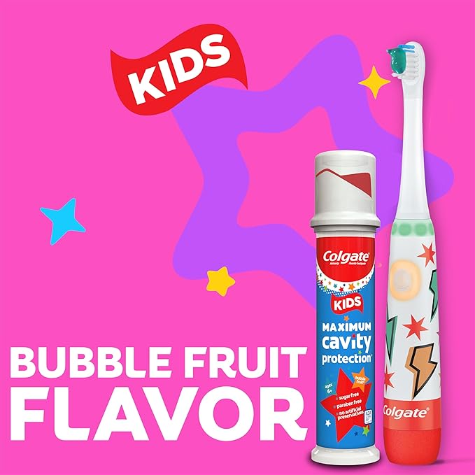 Colgate Kids Toothpaste Pump with Fluoride for Cavity Protection, Ages 6+, ADA Accepted, Bubble Fruit, 4.4 Ounce, 6 Pack-Ruum Studio Home
