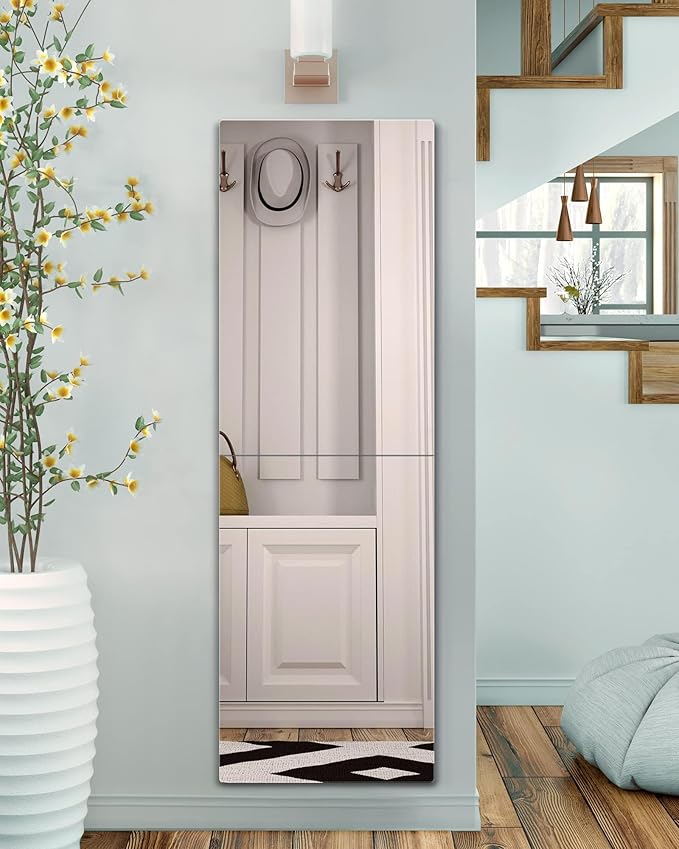 Shatterproof Wall Mirror Full Length for Bedroom, Acrylic Gym Mirrors For Home, Extra Thick: 0.12 inch, 14 x 24 inch x 2 Pcs, Workout Mirrors Safe for Kids, Over The Door, Long Wall Mounted-Ruum Studio Home