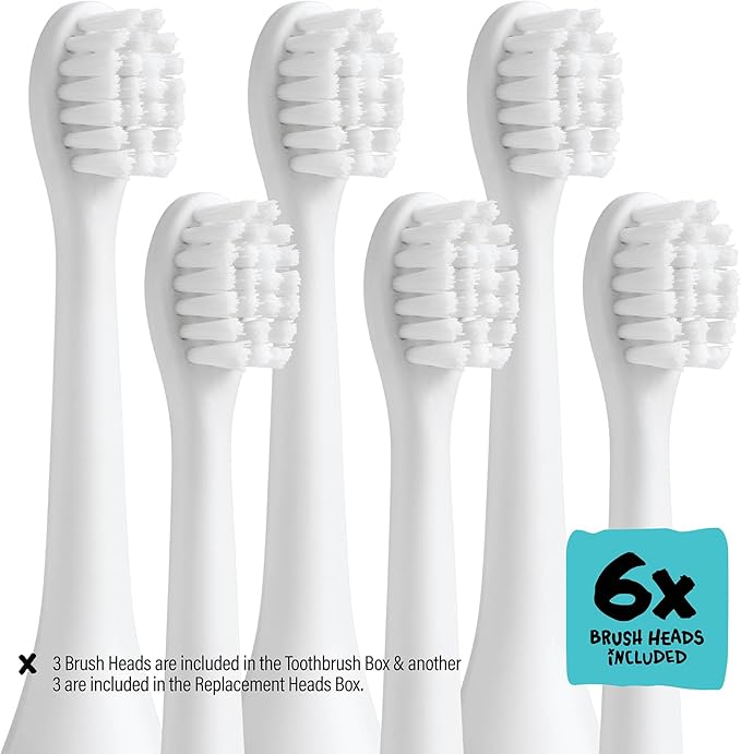 Kids Electric Toothbrush - Rechargeable Vibrating Toothbrush with Timer, Includes 6 Replacement Heads, Gently Cleans Little Teeth, for Girls and Boys, Kids & Toddlers Age 2+, Shark-Ruum Studio Home