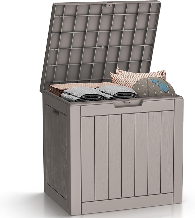 DRATO Deck Boxes, 31 Gallon Outdoor Storage Box for Patio Cushion, Sports Equipment, Garden Tools, Waterproof and UV Resistant, Lockable (Grey)-Ruum Studio Home