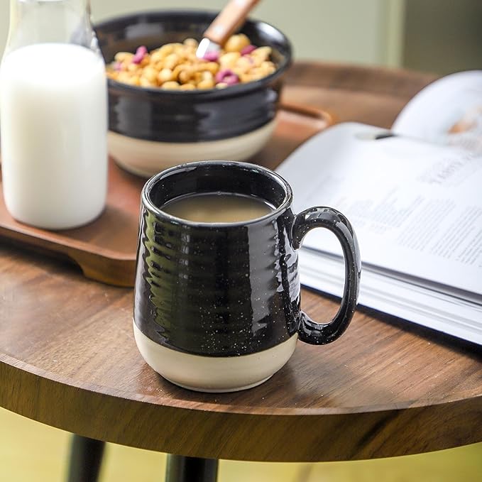 Hasense Coffee Mugs Ceramic, 15 oz Large Coffee Cups with Handle for Home and Office, Latte Mugs Set for Coffee, Tea, Hot Cocoa, Mocha, Black Coffee Cup Gift for Dad Mom, Dishwasher Microwave Safe-Ruum Studio Home