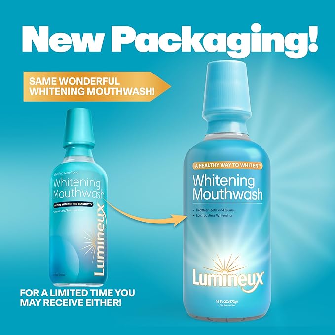 Lumineux Teeth Whitening Mouthwash, 16 Oz. 2 Pack - Peroxide Free - Whitening Without The Sensitivity - NO Alcohol, Fluoride & SLS Free-Ruum Studio Home