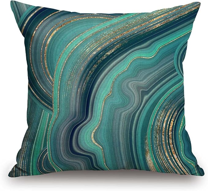 TSSOHU Throw Pillow Cover 18x18 Inch Luxury Green Marble Home Decor Pillowcas Square Cushion Cover for Sofa Bed Couch-Ruum Studio Home