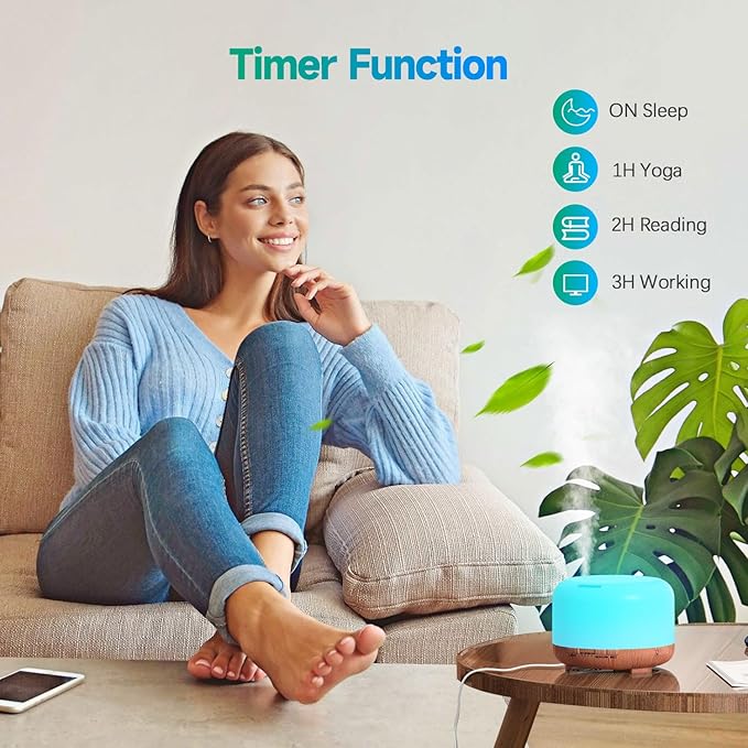 Diffuser, YIKUBEE Essential Oil Diffuser, 500ml Humidifier, Diffusers for Home, Aromatherapy Diffuser with Remote Control, Diffusers for Essential Oils Large Room-Ruum Studio Home