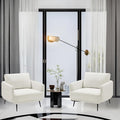 Oversized Accent Chair Set of 2 for Living Room Chairs Reading Arm Chair Comfy Modern Single Sofa Side Chairs with Metal Legs & Soft Cushion for Bedroom, Balcony,Waiting Room (Polyester, Pearl White)-Ruum Studio Home