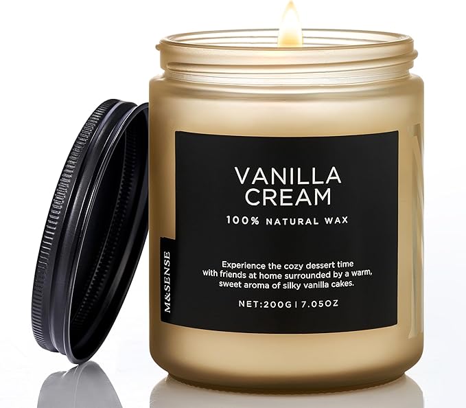 M&SENSE Vanilla Candles 100% Natural Organic Soy Wax Relaxing Aromatherapy Scented Candle, 7.05oz 50 Hours Burning Time Non Toxic Housewarming Gifts for Women and Men-Ruum Studio Home