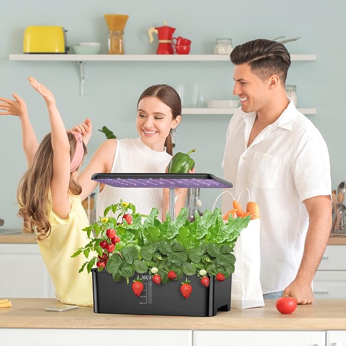 MUFGA 12 Pods Hydroponics Growing System, Indoor Garden with LED Grow Light, Plants Germination Kit, Mini Herb Garden with Pump System, Height Adjustable (No Seed)-Ruum Studio Home