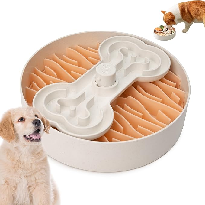 Slow Feeder Dog Bowl for Large Dogs with Non-Slip Base - Adjustable Speed Design, Removable Puzzle Inserts & Dishwasher Safe, Pink-Ruum Studio Home