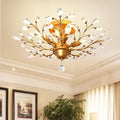Ganeed Crystal Chandeliers,K9 Crystal Ceiling Light,Vintage Light Fixtures Pendant Lighting for Living Room Bedroom Restaurant Porch Hallway (4-Light,Golden)-Ruum Studio Home