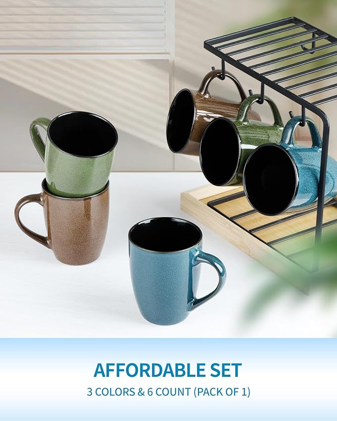Ceramic Mugs 12oz,Large Ceramic Coffee Cups for Men, Women, Dad, Mom, Modern Coffee Mugs With Handle For Tea,Latte,Cappuccino,Cocoa. (blue 4pack)-Ruum Studio Home
