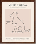 Poster Master Vintage Poster - Retro One Line Dog Drawing Print - Dog Art - Minimal Gift for Men, Women, Animal Lover - Abstract Wall Decor for Home, Office, Bedroom, 8x10 Brown Framed-Ruum Studio Home
