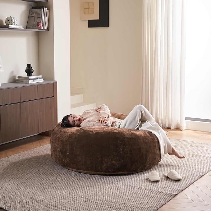 5FT，Big Bean Bag Chairs for Adults，Large beanbag with Filler Included，Memory Foam Material，Easy to Clean and Washable Corduroy Fabric，Suitable for Living Room and Bedroom (Coffee Color, 5 Foot)-Ruum Studio Home