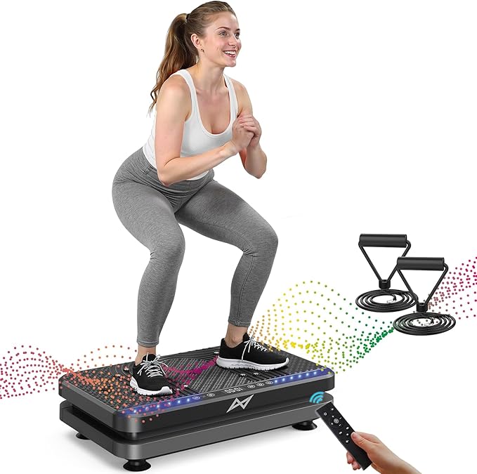 AXV Vibration Plate Fitness Platform Exercise Machine Vibrating Lymphatic Drainage Shaking Full Body Shaker Workout Vibrate Stand Shake Board Sport Gym for Weight Loss Fat Burner for Women Men-Ruum Studio Home