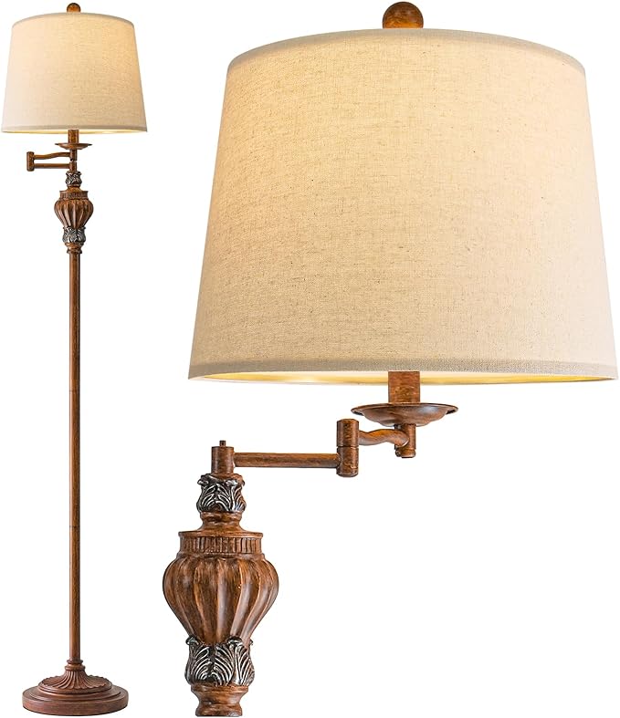 61" Vintage Floor Lamp with 350° Adjustable Swing Arm, Standing Lamp for Bedroom Living Room Bedside Tall lamp Nightstand Retro Farmhouse Mid Century Lamp Light Home Décor Office Gifts-Ruum Studio Home