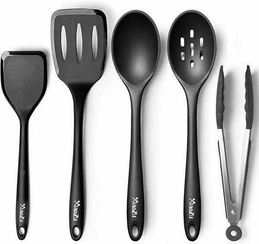 Silicone Cooking Utensils Set, Heat Resistant and large Non Stick Spatulas & Spoons for Kitchen, Ideal BPA Free Kitchen Turners for Frying, Mixing,Serving,Draining,Turning-Ruum Studio Home