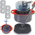 Spin Mop and Bucket with Separate Dirty and Clean Water,360° Spin Mop and Bucket System with Widening Foldable Handle,6 Replaceable Mop Pads,Square Mop for Floor Hardwood Tile Marble Wall Cleaning-Ruum Studio Home