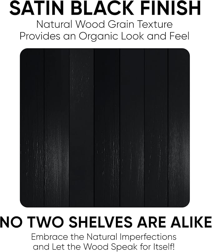 Homeforia Black Floating Shelf 48 inches, High End Solid Real Wood 48 inch Long Floating Shelves for Wall, Black Wooden 48inch Large Floating Shelves, Heavy Duty Bracket, 48 X 6.5 X 1.75 in, Set of 2-Ruum Studio Home