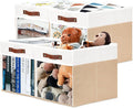 HNZIGE Fabirc Storage Cube Bins 13x13x15 Storage Cube Bins, 4 Pack Foldable Decorative Clear Cube Storage Bins for Cube Organizer Canvas Cubby Storage Organizer Bins for Shelves Pantry- White Beige-Ruum Studio Home