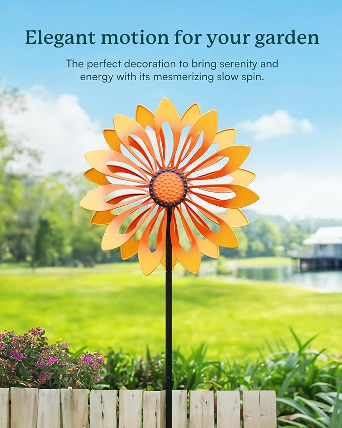 Floral Yard Garden Wind Spinners - Kinetic Outdoor Metal Wind Spinners, Lawn Yard Garden Decor, Birthday Gifts for Women(Sunflower)-Ruum Studio Home