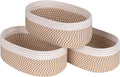 Shelf Storage Baskets for Organizing|Decorative Basket for Closet Storage|Toy Baskets&Bins|Small Woven Rope Baskets-13x8.66x5.11’’,Durable&Stylish,Oval 3 Packs Off White&Mixed Camel-Ruum Studio Home