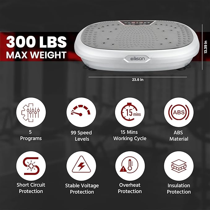 EILISON FitMax 3D XL Vibration Plate Exercise Machine - Whole Body Workout Vibration Platform w/Loop Bands - Lymphatic Drainage Machine for Weight Loss, Shaping, Wellness, Recovery-Ruum Studio Home