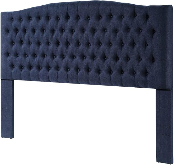 24KF Upholstered Tufted Button Linen Fabric Headboard,Comfortable Fashional Headboard King/CA King Size,Navy Blue-Ruum Studio Home