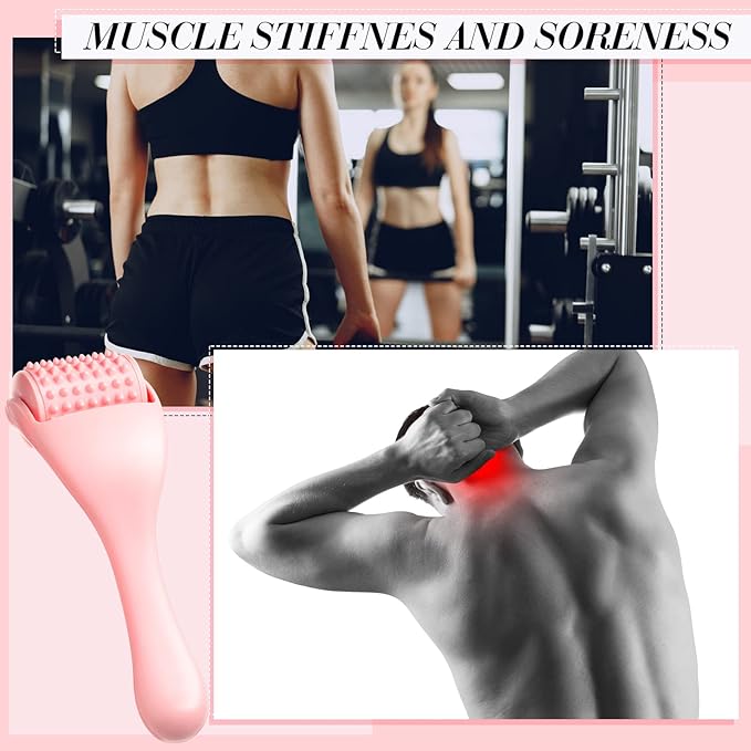 Tondiamo 2 Pcs Muscle Roller Stick Fascia Body Cellulite Face Muscle Massage Roller Manual Massage Tools for Muscles Relief Neck Arm Back Leg Body Roller Deep Trigger Points Release Roller (Pink)-Ruum Studio Home