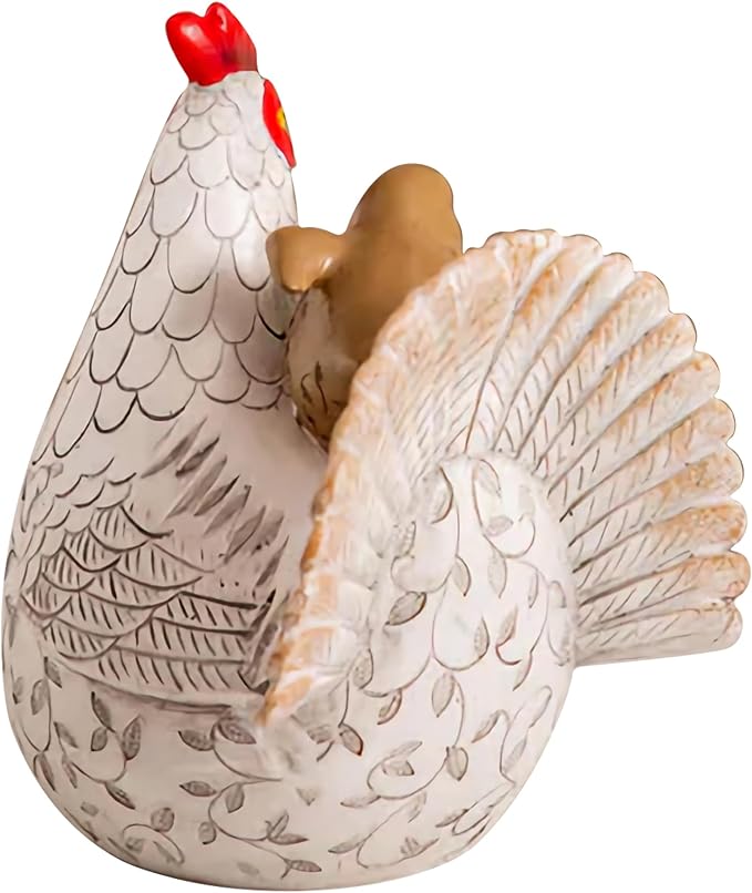 Elenon Chicken Outdoor Garden Statue Decorative, Adorable Flower Bed Rooster Outdoor Statue, Funny Yard Patio Art Decor Sculptures Table Ornament-Ruum Studio Home