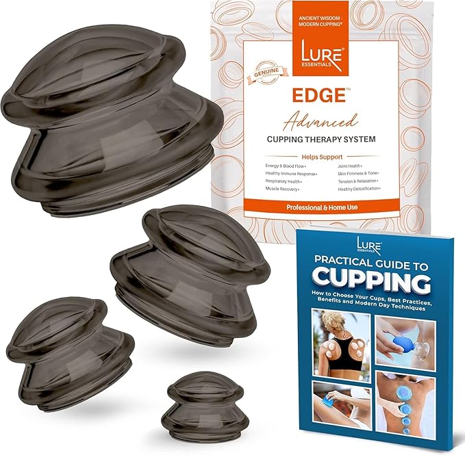 Silicone Cupping Therapy Set Professional Massage Cupping Cups for Cupping Therapy 4 Cup Kit for Massage, Myofascial Release, Cellulite Reduction (Lure Onyx)-Ruum Studio Home