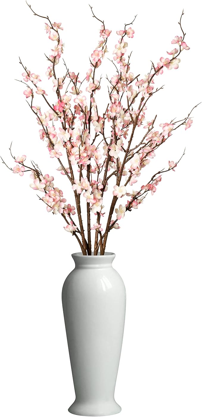 4Pcs Cherry Blossom Branches Artificial Flowers for Spring Summer Indoor Decoration,Faux Long Stem Artificial Flowers for Wedding Home Office Bedroom Party Table Centerpieces Decor (Pink)-Ruum Studio Home