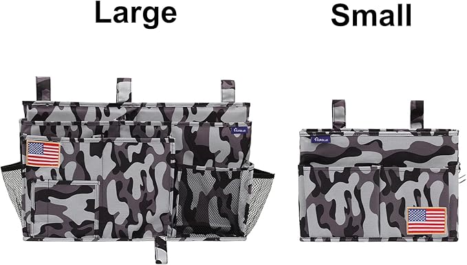 Surblue Bedside Caddy Hanging Bed Organizer Storage Bag Pocket for Bunk and Hospital Beds, College Dorm Rooms Baby Bed Rails, Wheelchair Side Bag, Camp Chiars, 4 Pockets and 2 Hooks (Small City)-Ruum Studio Home