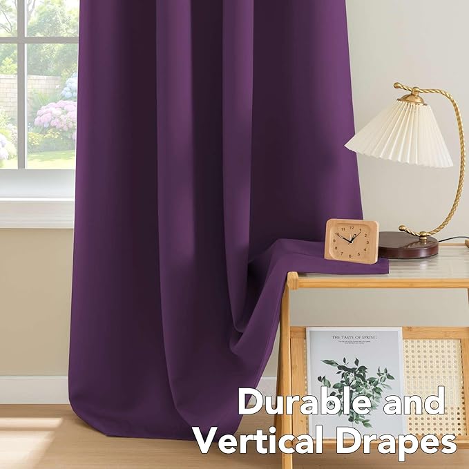 H.VERSAILTEX Bedroom Curtain Panels Blackout Draperies Room Darkening Curtains Window Panel Drapes - (Plum Purple Color) 1 Pair, 52 by 84-inch, 8 Grommets/Rings per Panel-Ruum Studio Home