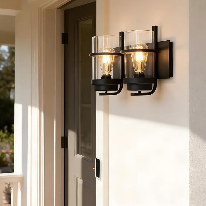 Bathroom Vanity Light Fixtures,2 Light Bathroom Vanity Lights,Black Farmhouse Sconce Over Mirror(Bulbs not Included)-Ruum Studio Home