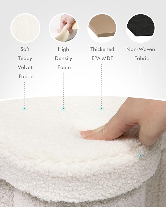 B FSOBEIIALEO Storage Ottoman Cube, Flowers Shaped Ottomans with Storage Foot Stool Footrest for Lving Room, Boucle Ottoman Seat for Dorm Room,Faux Teddy Fur, Cream White 12.6"x12.6"x12.6"-Ruum Studio Home