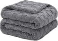 Pawque Super Soft Cozy Throw Blanket for Couch Sofa Bed - Fluffy Sherpa Fleece Reversible Thick Warm Fuzzy Blanket for All-Season, 3D Checkered Jacquard Elegant Decorative Blankets, Grey, 50" x 60"-Ruum Studio Home