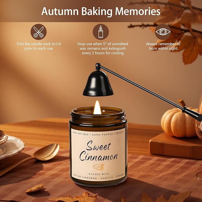 Auelife Fall Candle, Sweet Cinnamon Scented Candle, Fall Scents Soy Candles for Home Scented - Autumn Candles Gifts Set for Men and Women, Holiday, Thanksgiving, 7oz-Ruum Studio Home