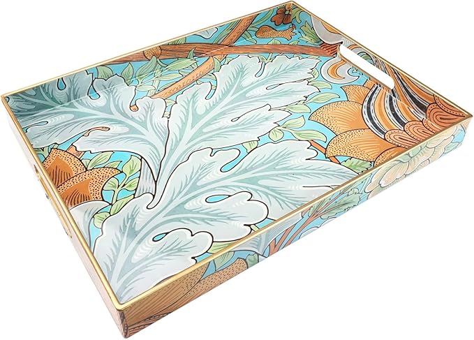 Spsyrine Serving Tray with Handles, Plastic Decorative Tray for Coffee Table, Living Room, Home Decor, Sunflower-Ruum Studio Home