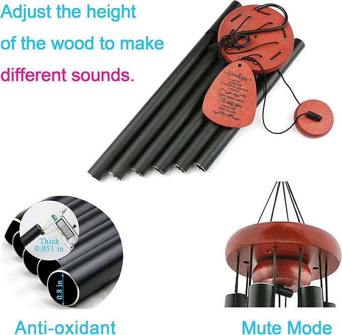 Memgift Memorial Wind Chimes - Sympathy Gift for Loss of Parent, Weather-Resistant Outdoor Keepsake for Patio in Memory of Loved One-Ruum Studio Home