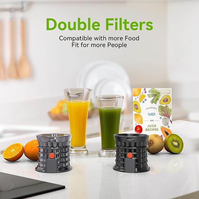 Cold Press Juicer, Slow Masticating Juicer Machines for Whole Vegetable and Fruit, 4.3" Feed Chute, BPA Free, Quiet Easy Clean Juicer to Unlock Fresh & Nutritious Juices (Black)-Ruum Studio Home
