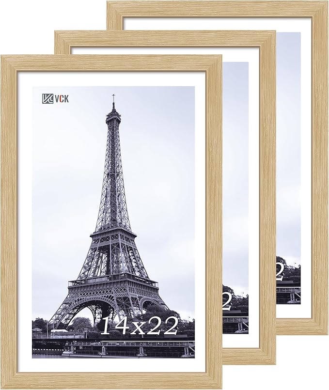 VCK 14x22 Picture Frame Set of 3 - Oak, Natural Solid Wood Poster Frames, Wall Gallery Frame-Ruum Studio Home