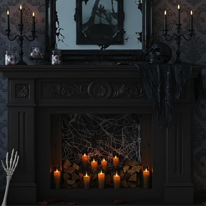 Homemory Decorative Flameless Candles, Battery Operated Candles with Remote & Timer, Flickering Led Pillar Candles, Plexiglass, Grey, Pack of 9, D2.2 xH 5" 6" 7"-Ruum Studio Home
