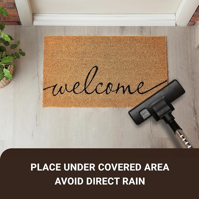 KANKUN Coco Coir Door Mat with Heavy Duty Backing, Welcome Doormat (17" x 30"), Doormat Entrance (Welcome1)-Ruum Studio Home