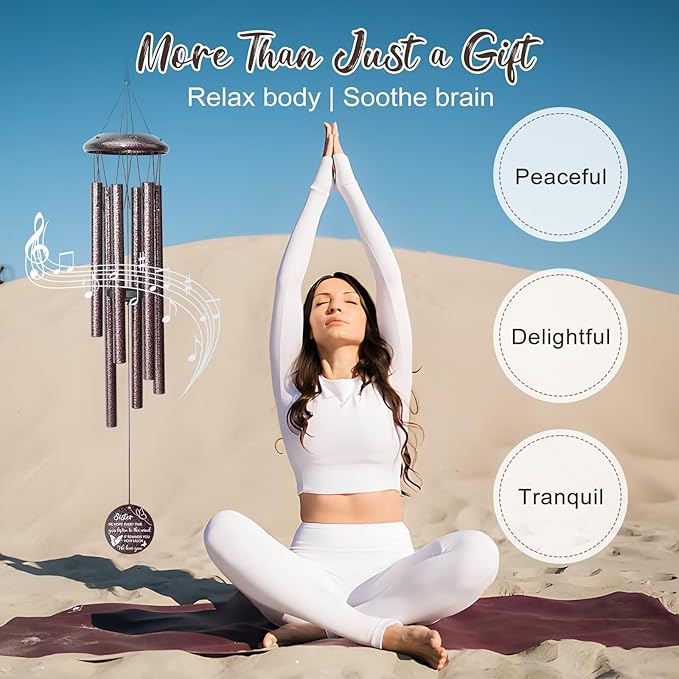 Gifts for Sister, 25''Wind Chimes, Birthday Gifts for Sister, Soul Sisters Unique Gift for Women,Thanksgiving,Christmas Day Gift Ideas for Love Rreminder-Ruum Studio Home