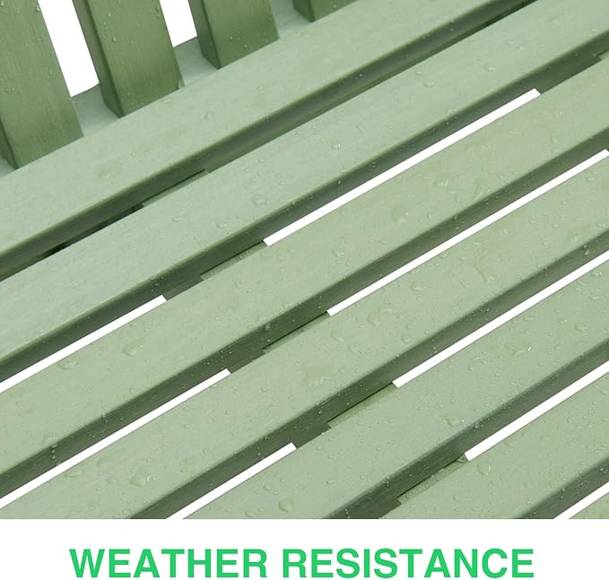 Psilvam Garden Bench, 2-Person Poly Lumber Patio Bench, All-Weather Outdoor Bench That Never Rot, Memorial Bench, Suit for Garden, Porch and Park (Green)-Ruum Studio Home