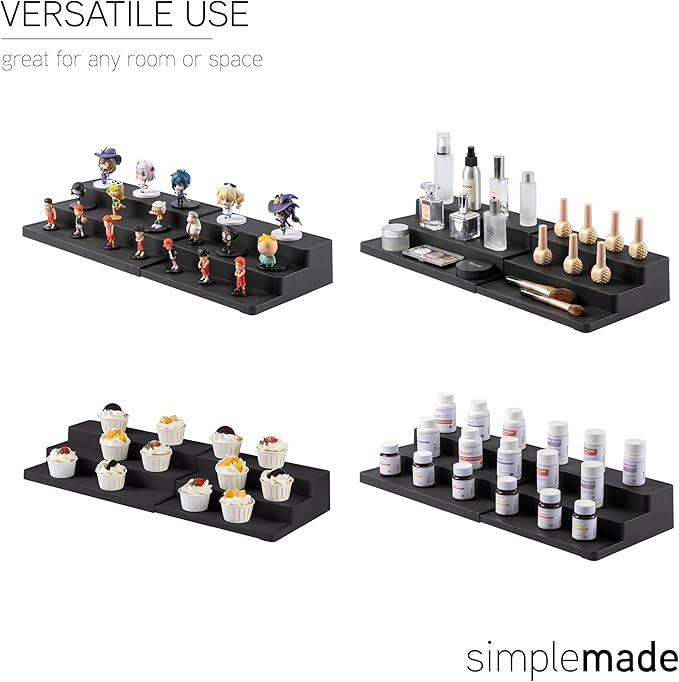 SIMPLEMADE 3-Tier Spice Rack Organizer - Versatile Storage Shelf for Kitchen, Bathroom, Bedroom & Office, Set of 2, Expandable Black-Ruum Studio Home