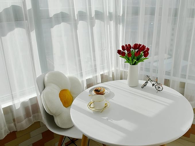 Mandy's Artificial Tulips 20 Stems Burgundy PU Faux Flowers for Wedding Home Decor 13.5 Inch-Ruum Studio Home