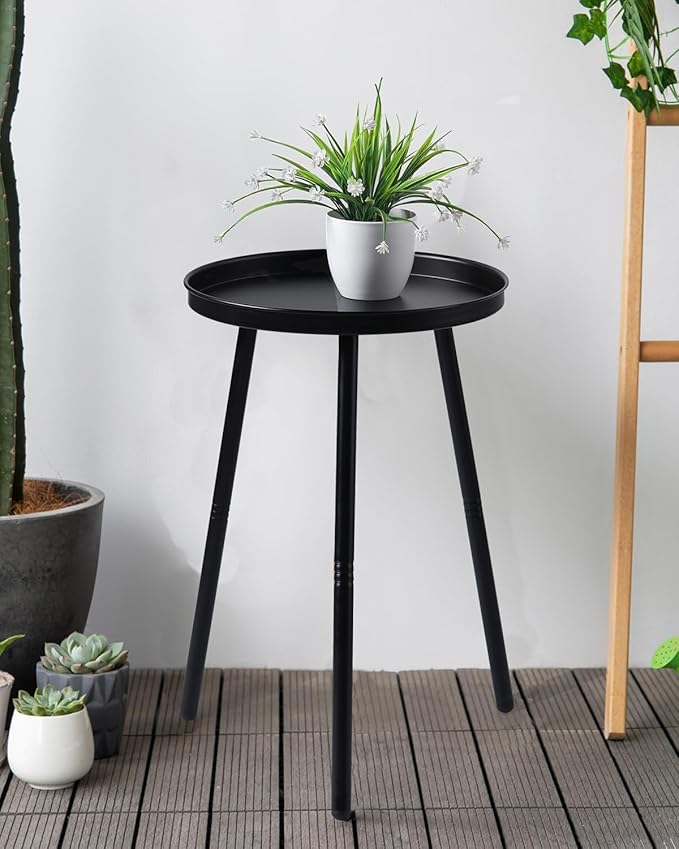 AOJEZOR Side Table: End Table for Any Room - Small Side Tables for Small Spaces All Matte Black with 3 Legged-Ruum Studio Home