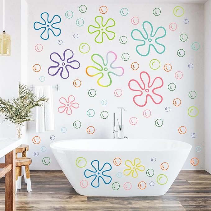 187PCS Flower Bubbles Wall Decals Under The Sea Birthday Party Decorations Ocean Wall Stickers Wall Decor for Bathroom Nursery Bedroom Home Classroom Car-Ruum Studio Home