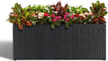 LEWIS&WAYNE Large Rectangular Block Planter Box Handmade Wicker Tall Planters for Outdoor Plants with Removable Liners Modern Planter for Indoor Outdoor Patio Deck - Black, 36''x12''x16''-Ruum Studio Home