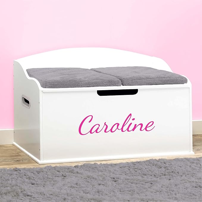 DIBSIES Personalized Creative Wonders Toy Box, Signature Series for Girls, 30 x 19.25 x 18 inches, Soft-Close Lid (White)-Ruum Studio Home